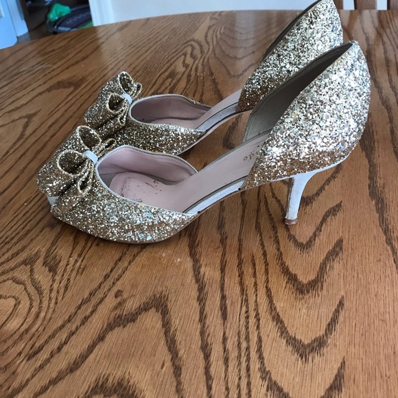kate spade Shoes Kate Spade Gold Glitter Heels Poshmark